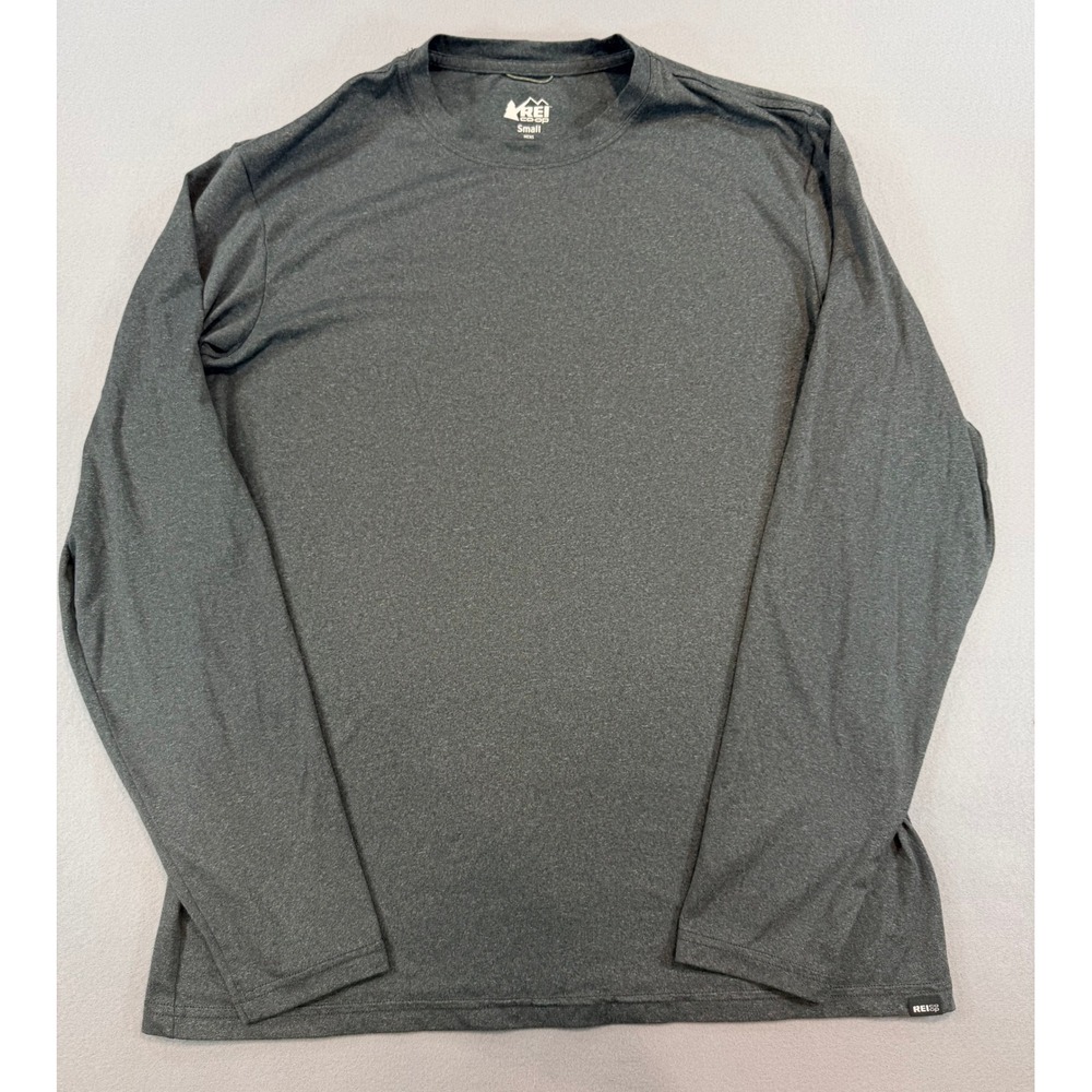 REI Co-op Mens Light Weight Long Sleeve Crew Base Layer Shirt Gray Small